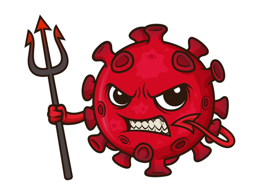 Red devil coronavirus. PNG - JPG and vector EPS (infinitely scalable). Image isolated on transparent background.