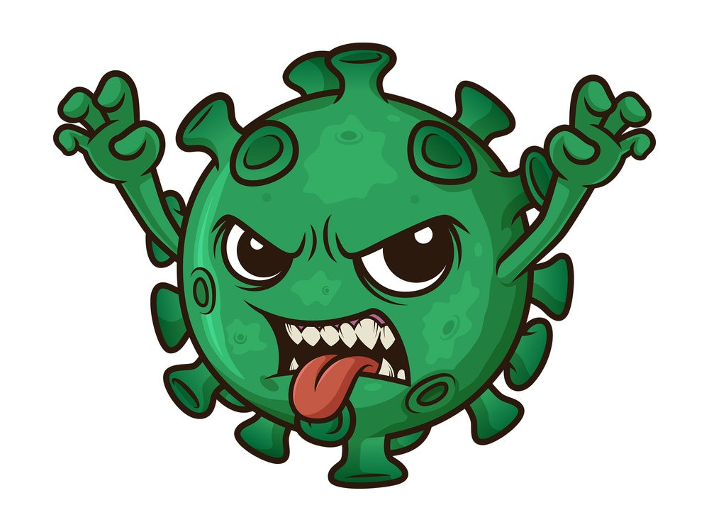 Scary coronavirus. PNG - JPG and vector EPS (infinitely scalable). Image isolated on transparent background.