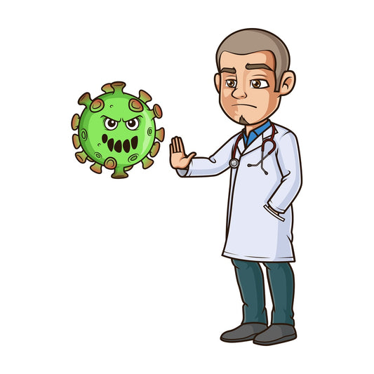 Doctor fighting coronavirus. PNG - JPG and vector EPS file formats (infinitely scalable). Image isolated on transparent background.