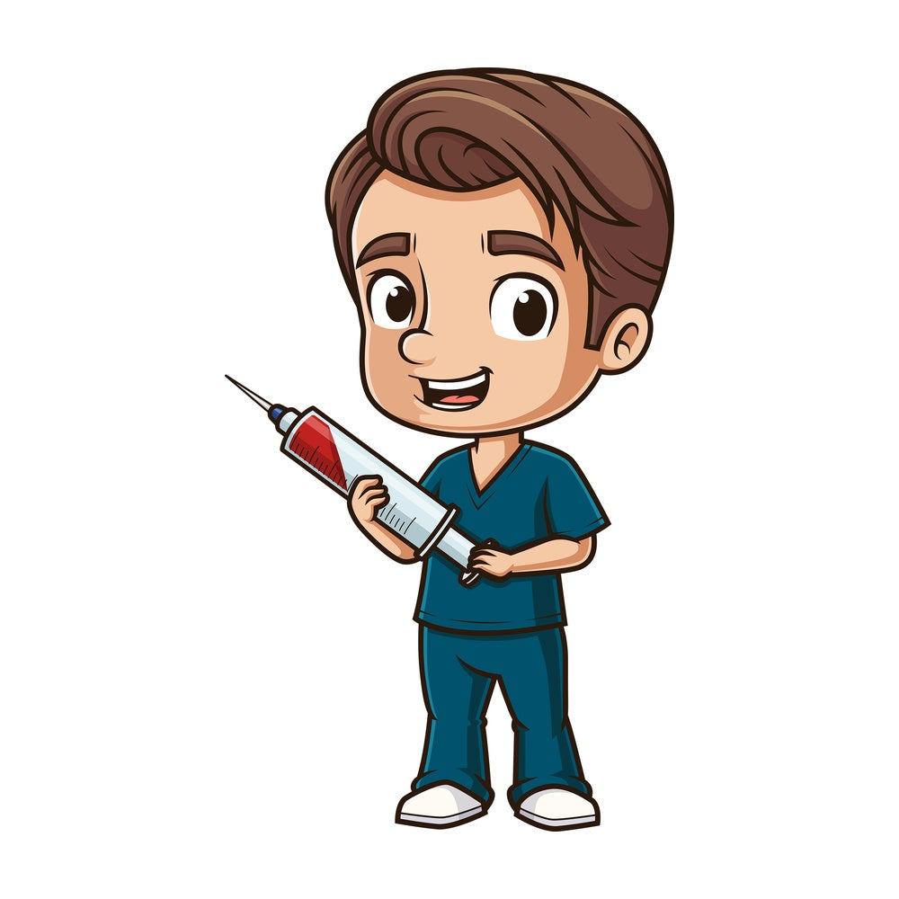 Male phlebotomist. PNG - JPG and vector EPS file formats (infinitely scalable). Image isolated on transparent background.