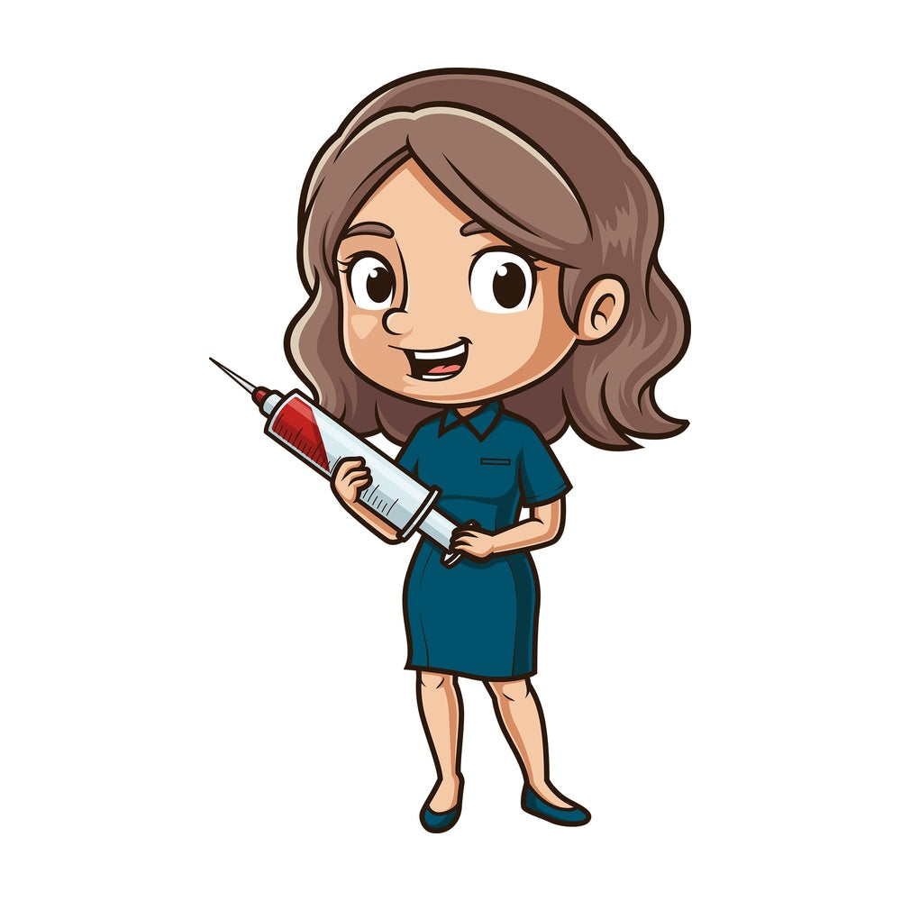 Female phlebotomist. PNG - JPG and vector EPS file formats (infinitely scalable). Image isolated on transparent background.