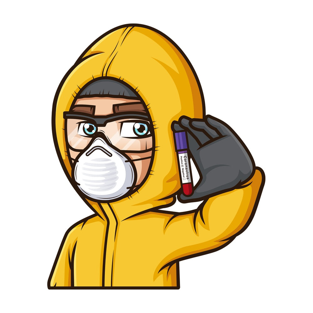 Man in hazmat suit coronavirus. PNG - JPG and vector EPS file formats (infinitely scalable). Image isolated on transparent background.|Man In Protective Suit Holding A Positive Coronavirus Sample