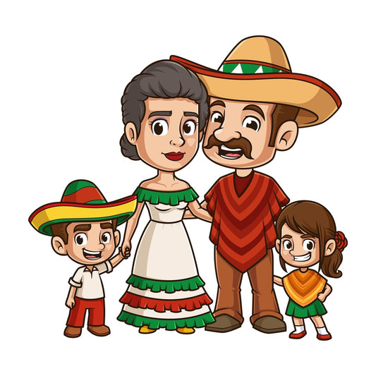 Mexican family. PNG - JPG and vector EPS file formats (infinitely scalable). Image isolated on transparent background.