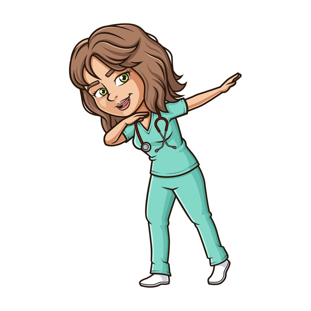 Dabbing nurse. PNG - JPG and vector EPS file formats (infinitely scalable). Image isolated on transparent background.