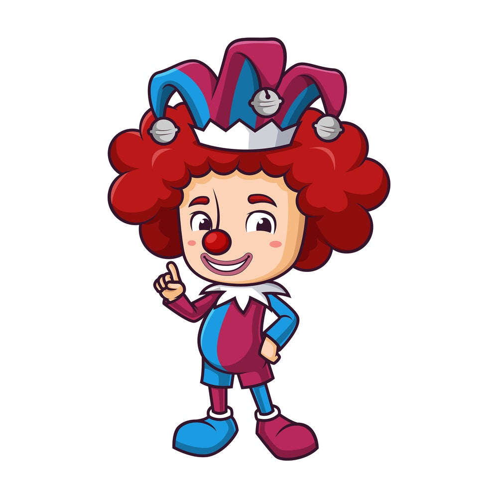Jester pointing up. PNG - JPG and vector EPS (infinitely scalable).