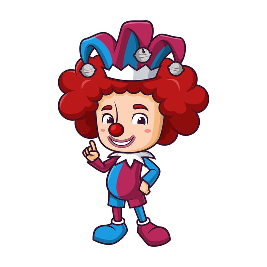 Jester pointing up. PNG - JPG and vector EPS (infinitely scalable).