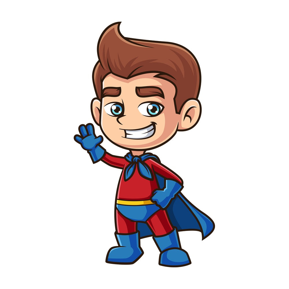 Boy superhero waving. PNG - JPG and vector EPS (infinitely scalable).