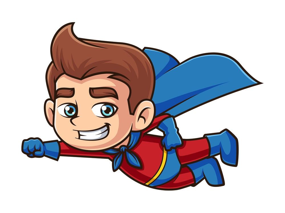 Superhero kid flying. PNG - JPG and vector EPS (infinitely scalable).