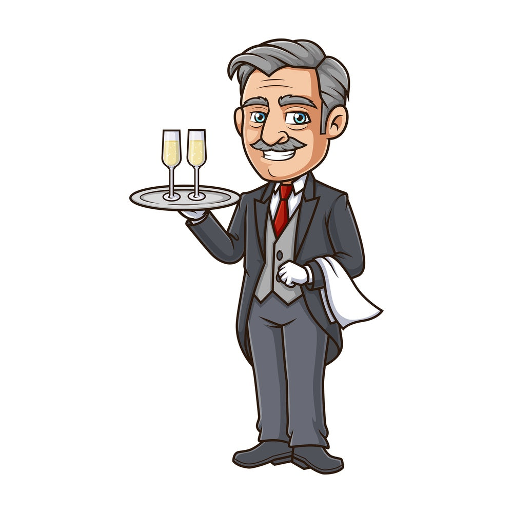 Butler serving champagne. PNG - JPG and vector EPS (infinitely scalable).