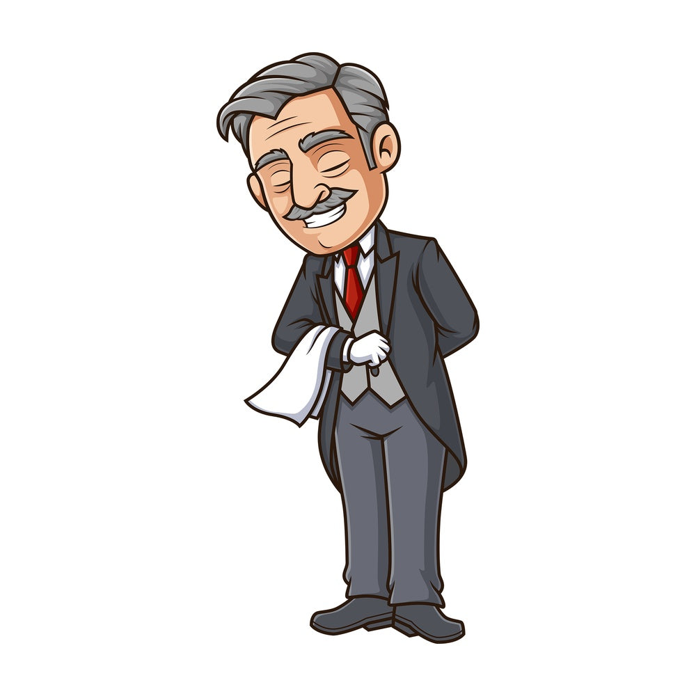 Butler bowing. PNG - JPG and vector EPS (infinitely scalable).