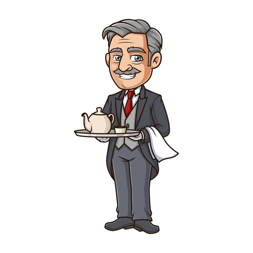 Butler serving tea. PNG - JPG and vector EPS (infinitely scalable).