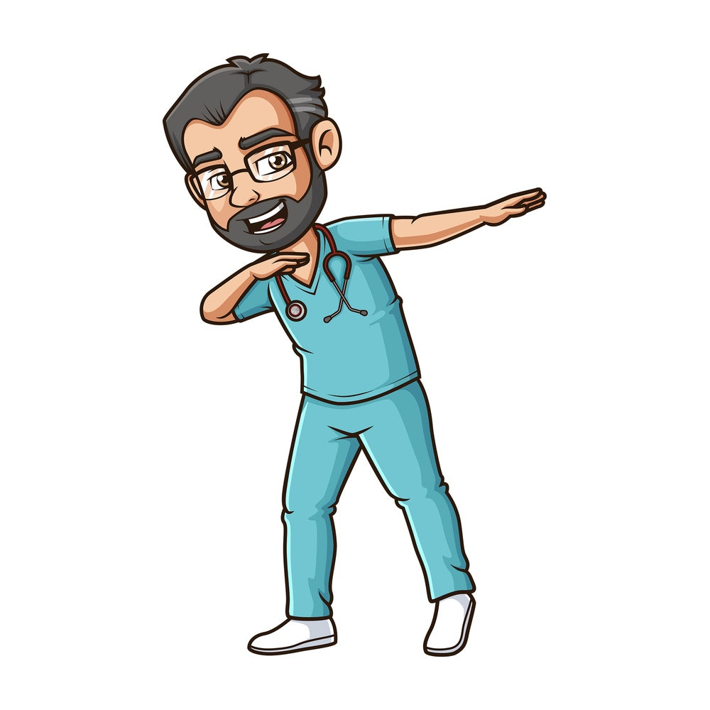 Male nurse dabbing. PNG - JPG and vector EPS file formats (infinitely scalable). Image isolated on transparent background.
