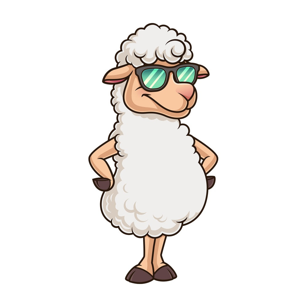 Cute sheep with sunglasses. PNG - JPG and vector EPS (infinitely scalable).