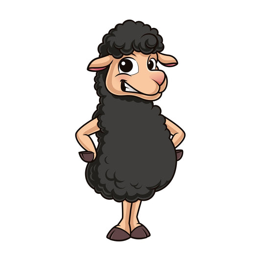 Black sheep smiling. PNG - JPG and vector EPS (infinitely scalable).