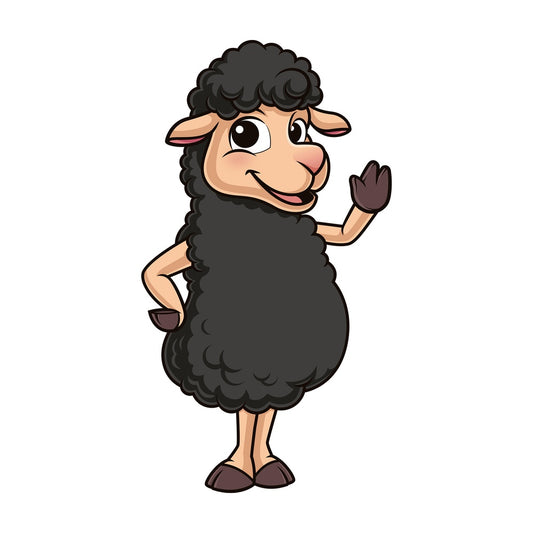 Happy black sheep. PNG - JPG and vector EPS (infinitely scalable).