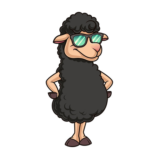 Black sheep with sunglasses. PNG - JPG and vector EPS (infinitely scalable).