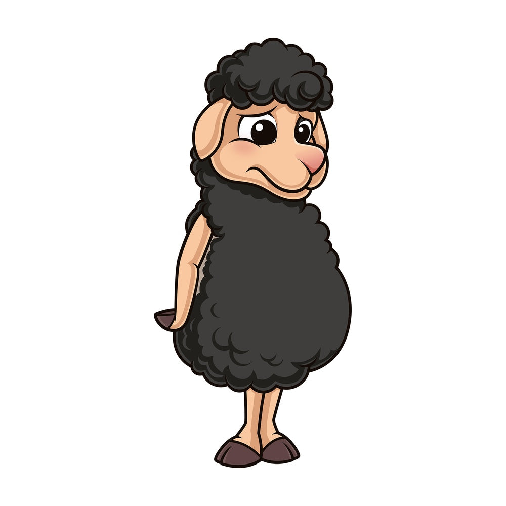 Sad black sheep. PNG - JPG and vector EPS (infinitely scalable).