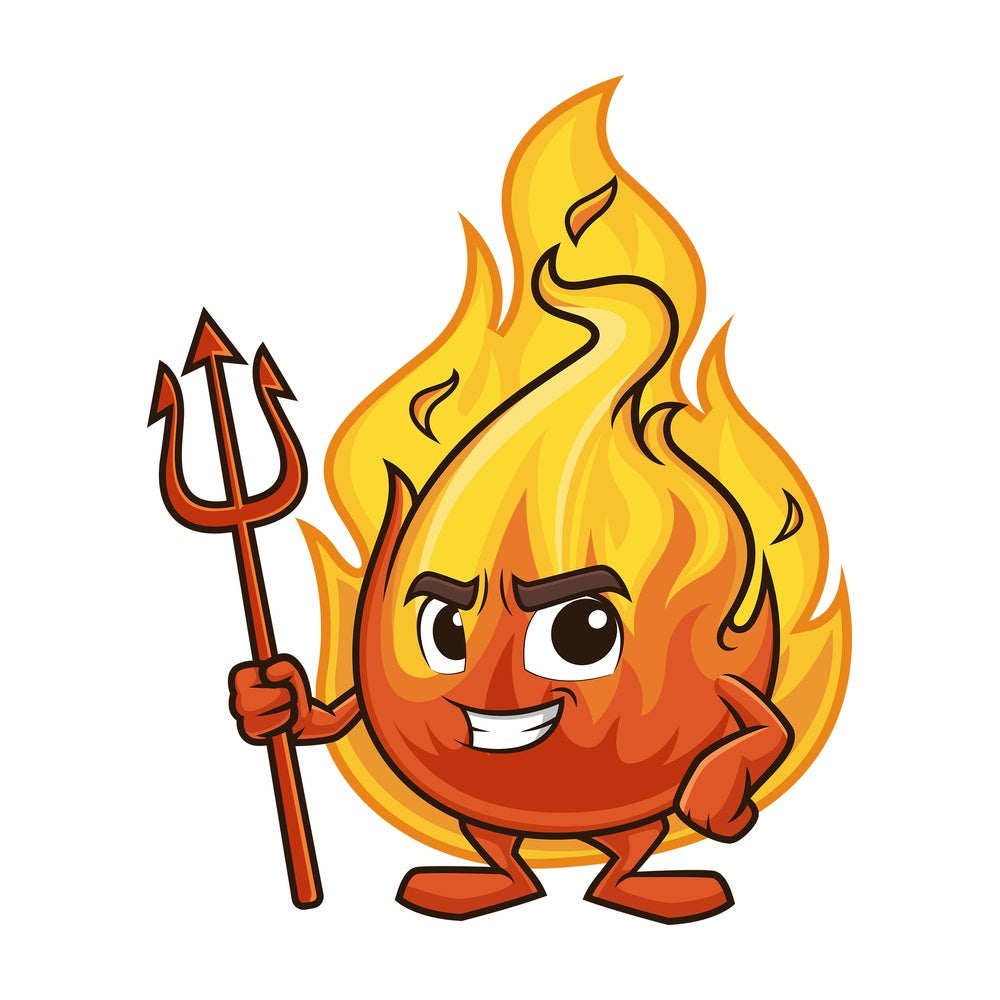 Devil flame mascot on fire. PNG - JPG and vector EPS (infinitely scalable).