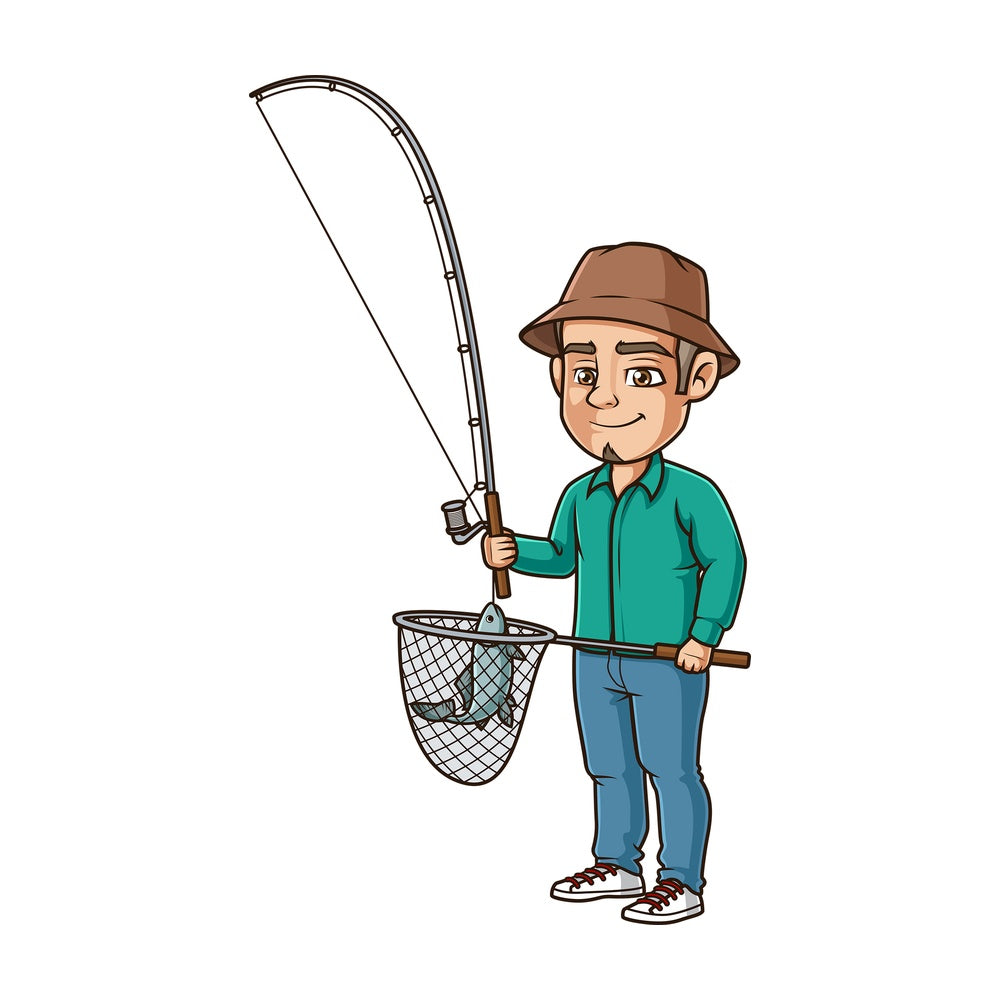 Hispanic man fishing. PNG - JPG and vector EPS (infinitely scalable).