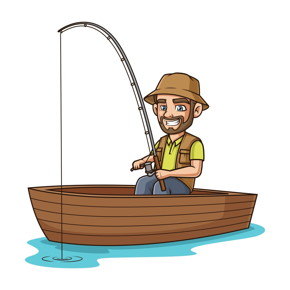 Guy on a boat fishing. PNG - JPG and vector EPS (infinitely scalable).