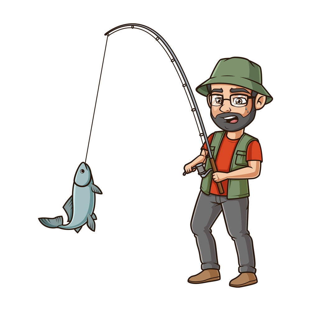 Middle-Aged man fishing. PNG - JPG and vector EPS (infinitely scalable).