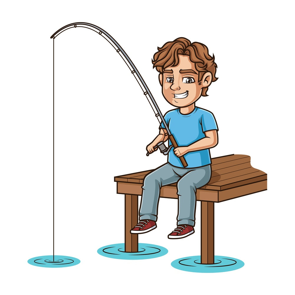 Man fishing from a dock. PNG - JPG and vector EPS (infinitely scalable).
