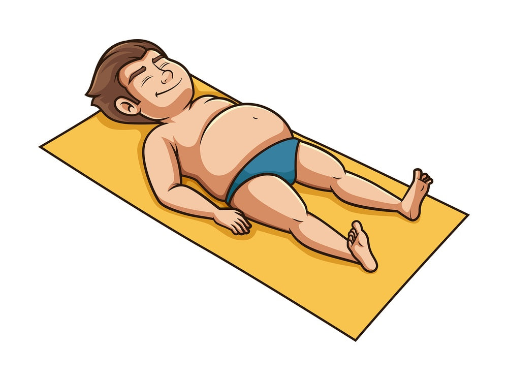 Chubby man sunbathing. PNG - JPG and vector EPS (infinitely scalable).