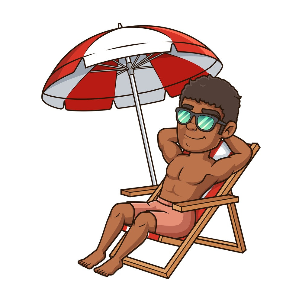 Black man sunbathing. PNG - JPG and vector EPS (infinitely scalable).