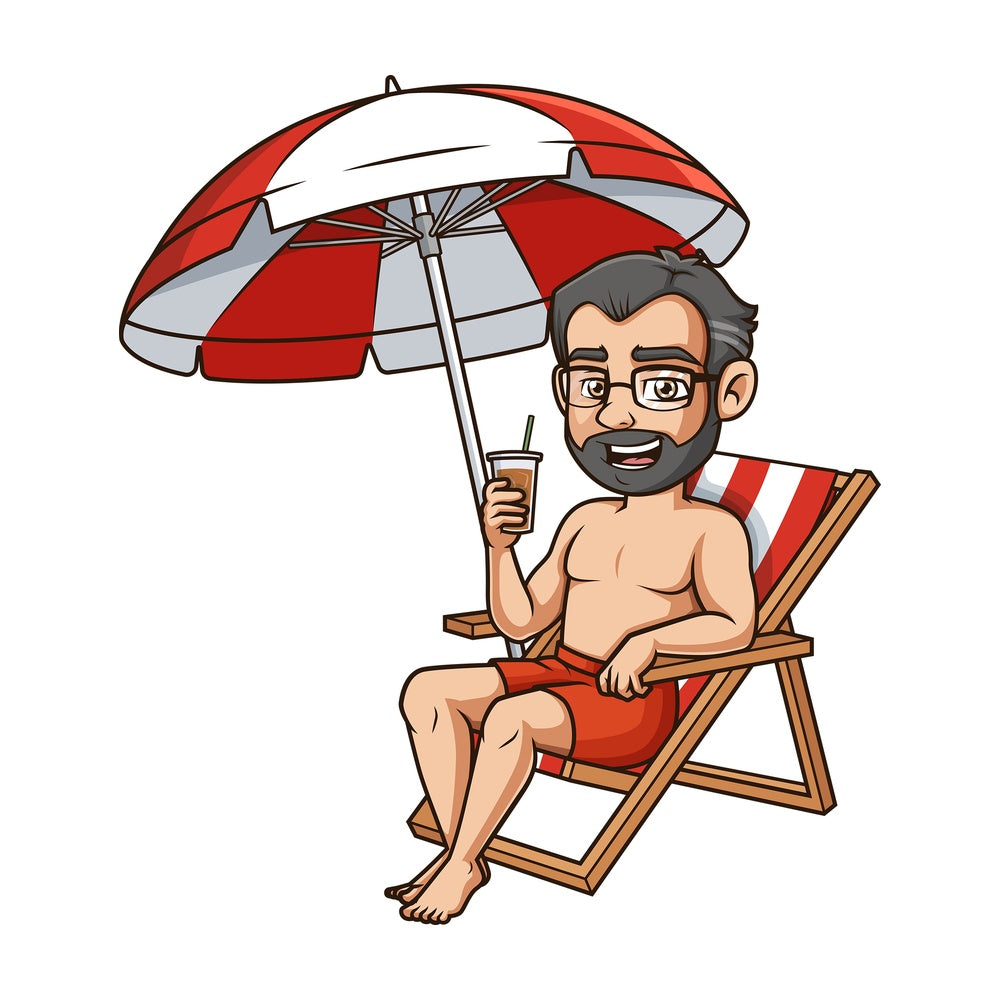 Middle-Aged man at the beach. PNG - JPG and vector EPS (infinitely scalable).