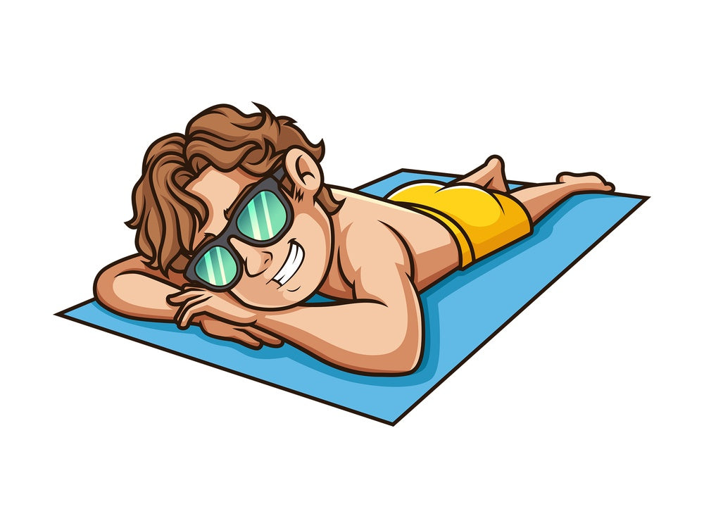Young man sunbathing. PNG - JPG and vector EPS (infinitely scalable).