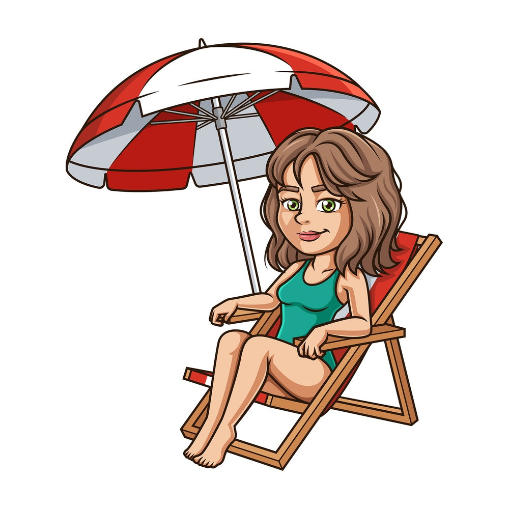 Hispanic woman at the beach. PNG - JPG and vector EPS (infinitely scalable).