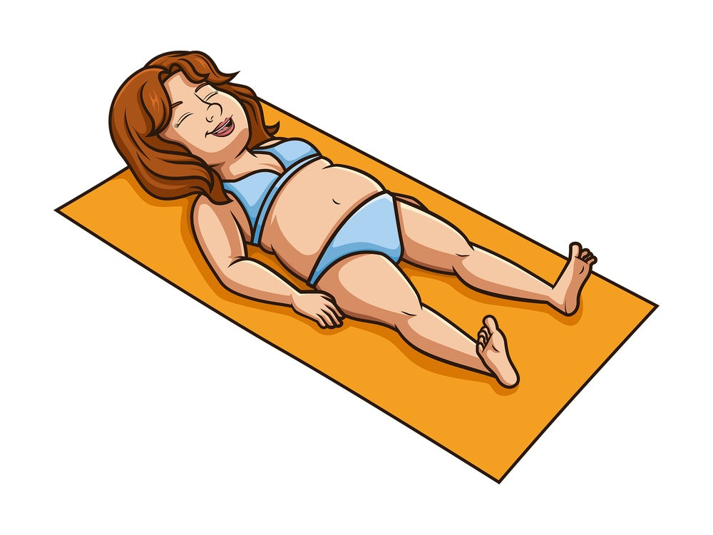 Chubby woman sunbathing. PNG - JPG and vector EPS (infinitely scalable).