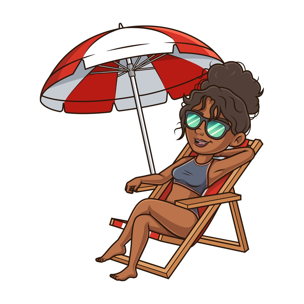 Sexy black woman sunbathing. PNG - JPG and vector EPS (infinitely scalable).