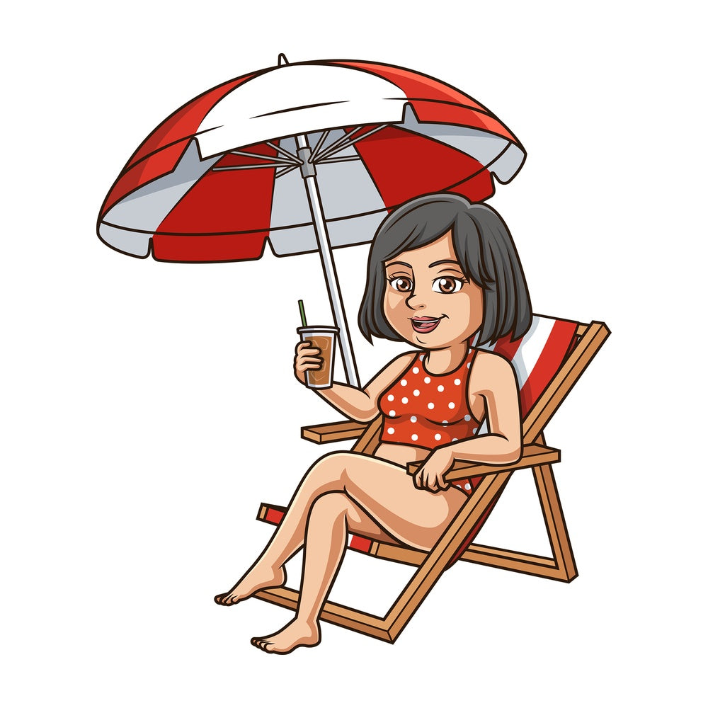 Middle-Aged woman at the beach. PNG - JPG and vector EPS (infinitely scalable).