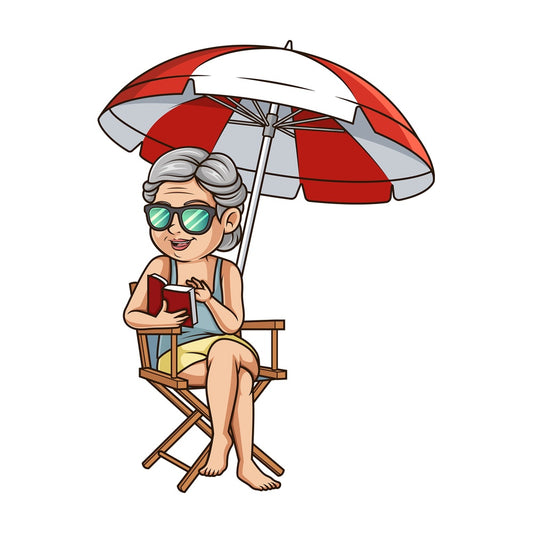 Old woman at the beach. PNG - JPG and vector EPS (infinitely scalable).
