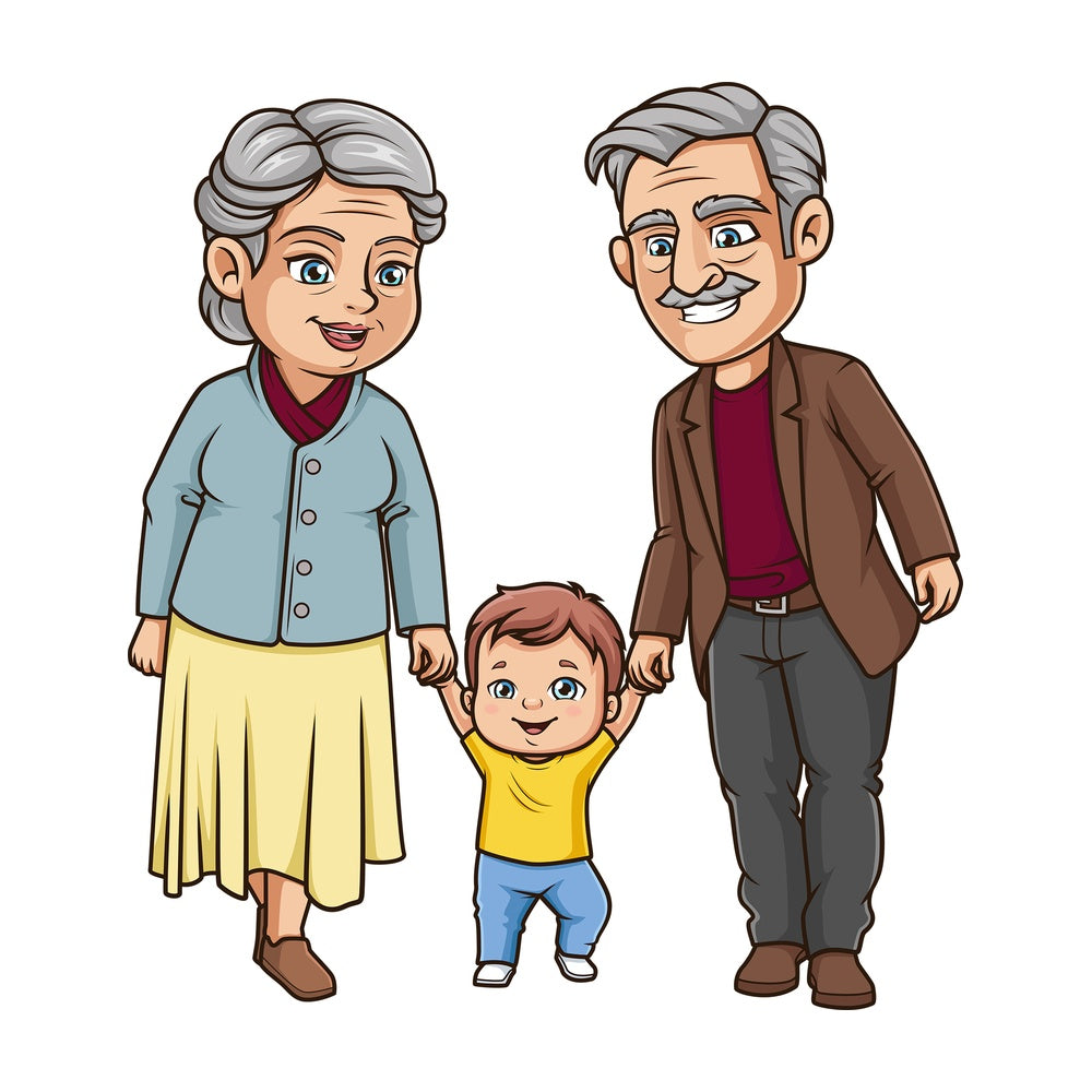 Grandparents with grandchild. PNG - JPG and vector EPS (infinitely scalable).