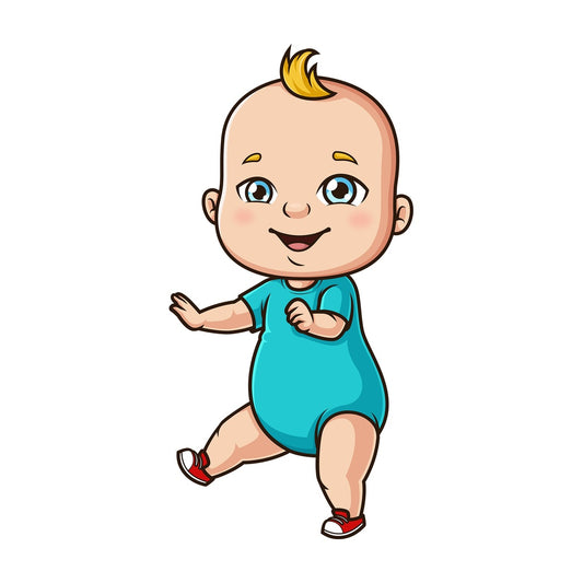 Baby boy taking his first steps. PNG - JPG and vector EPS (infinitely scalable).