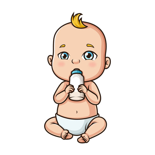 Baby boy drinking bottle milk. PNG - JPG and vector EPS (infinitely scalable).