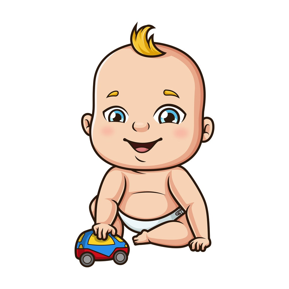 Baby boy playing with car toy. PNG - JPG and vector EPS (infinitely scalable).