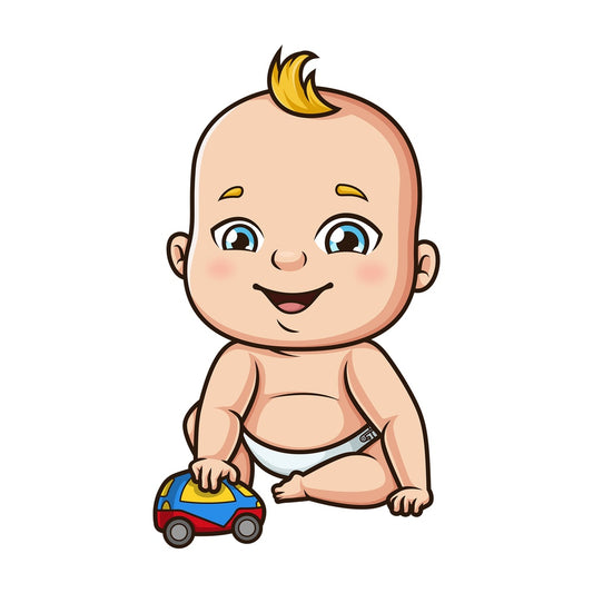 Baby boy playing with car toy. PNG - JPG and vector EPS (infinitely scalable).