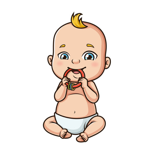 Baby boy with teether. PNG - JPG and vector EPS (infinitely scalable).