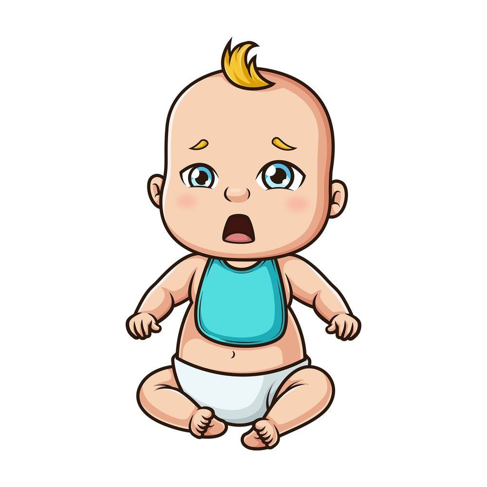 Hungry baby boy wearing bib. PNG - JPG and vector EPS (infinitely scalable).