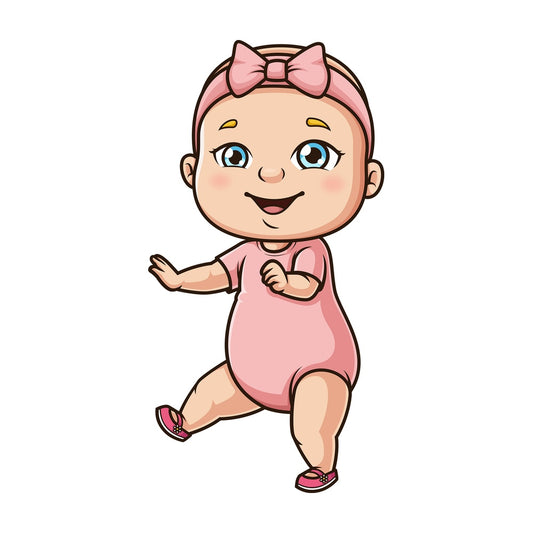 Baby girl taking her first steps. PNG - JPG and vector EPS (infinitely scalable).