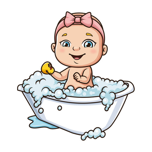 Baby girl taking a bath. PNG - JPG and vector EPS (infinitely scalable).