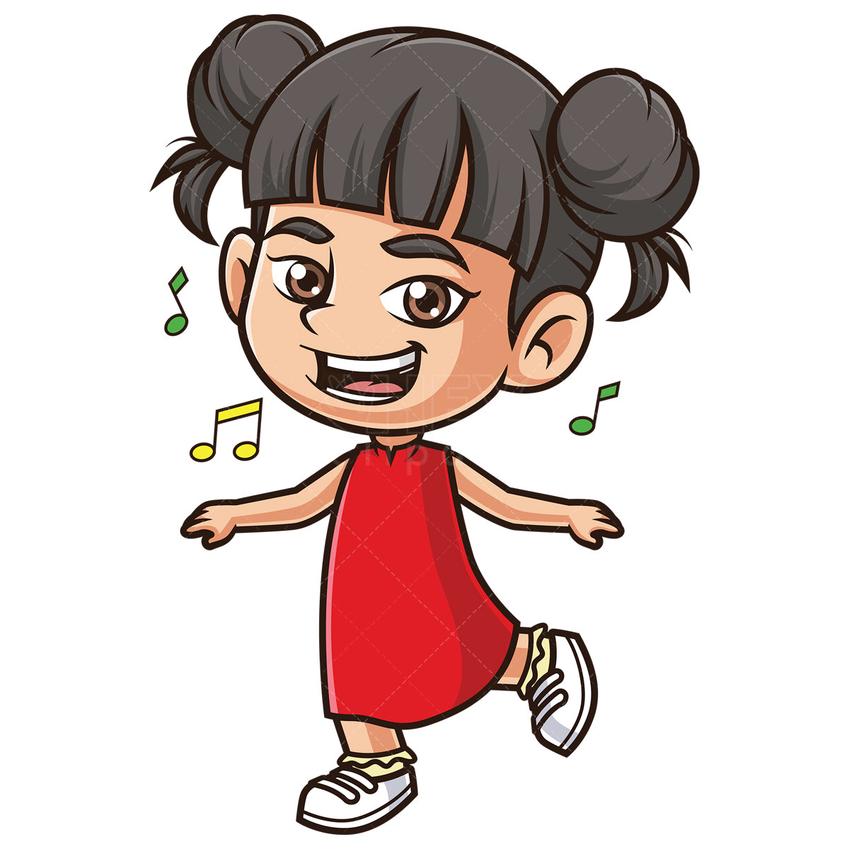 Royalty-free stock vector illustration of a asian girl dancing.