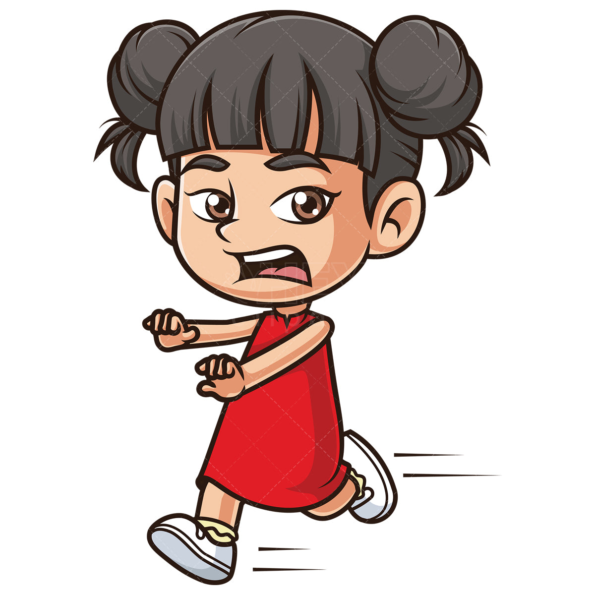 Royalty-free stock vector illustration of a asian girl running scared.