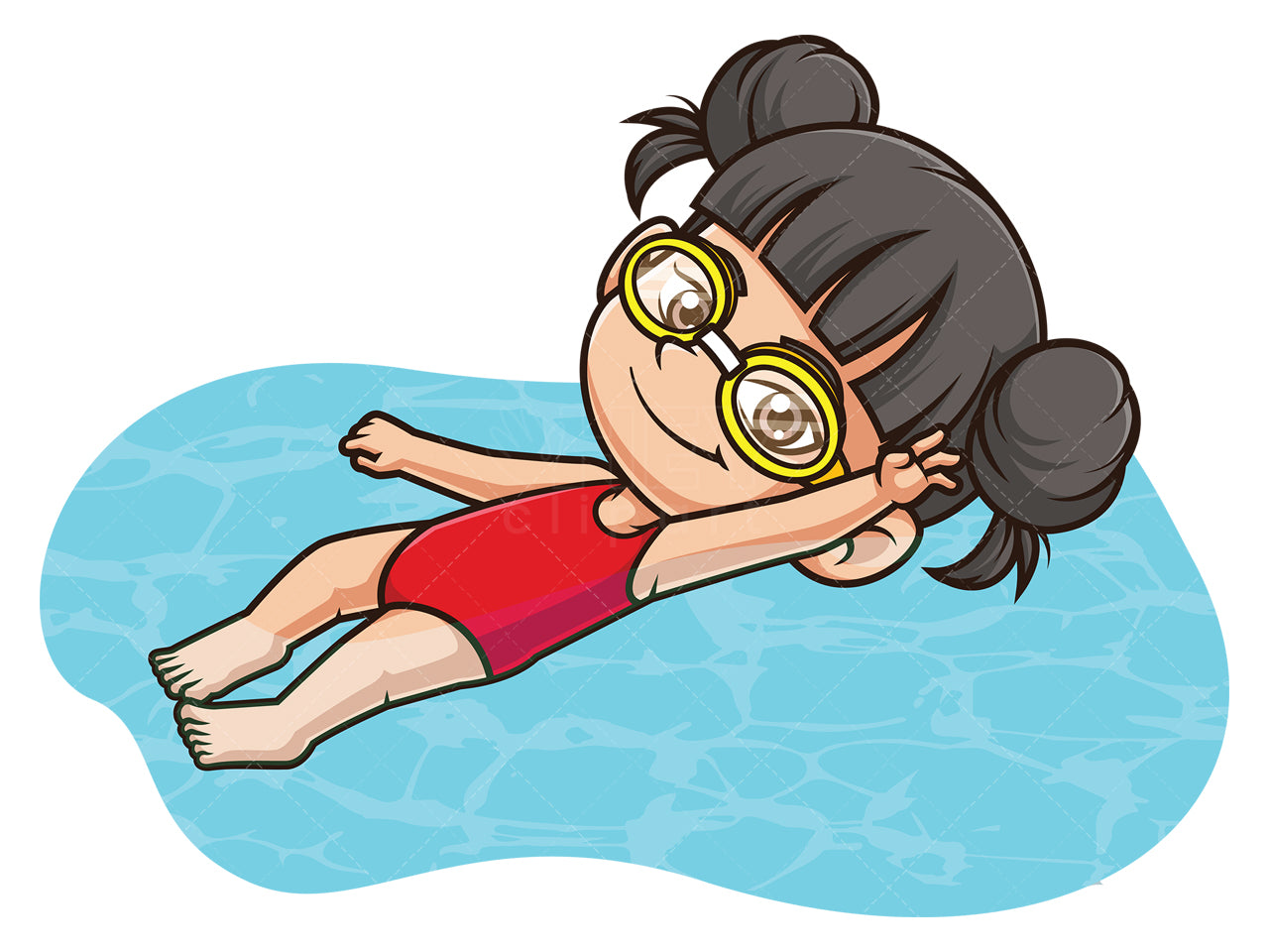 Royalty-free stock vector illustration of an asian girl swimming.