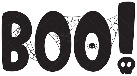 Royalty-free vector illustration of handwritten-style text art that reads "boo".