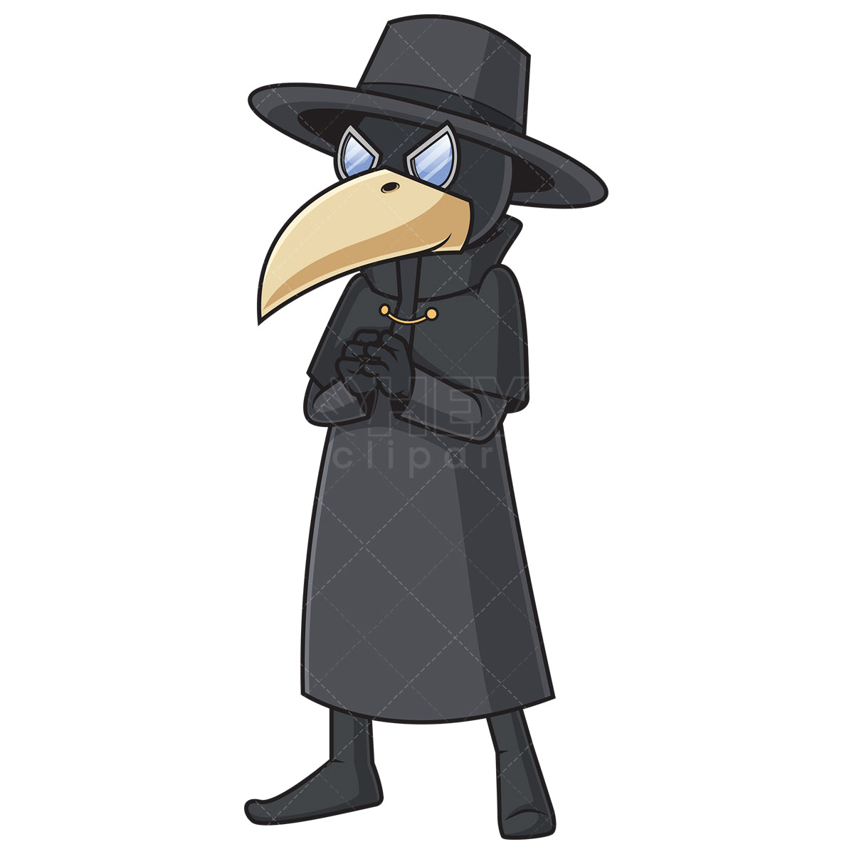 Royalty-free stock vector illustration of a creepy plague doctor.