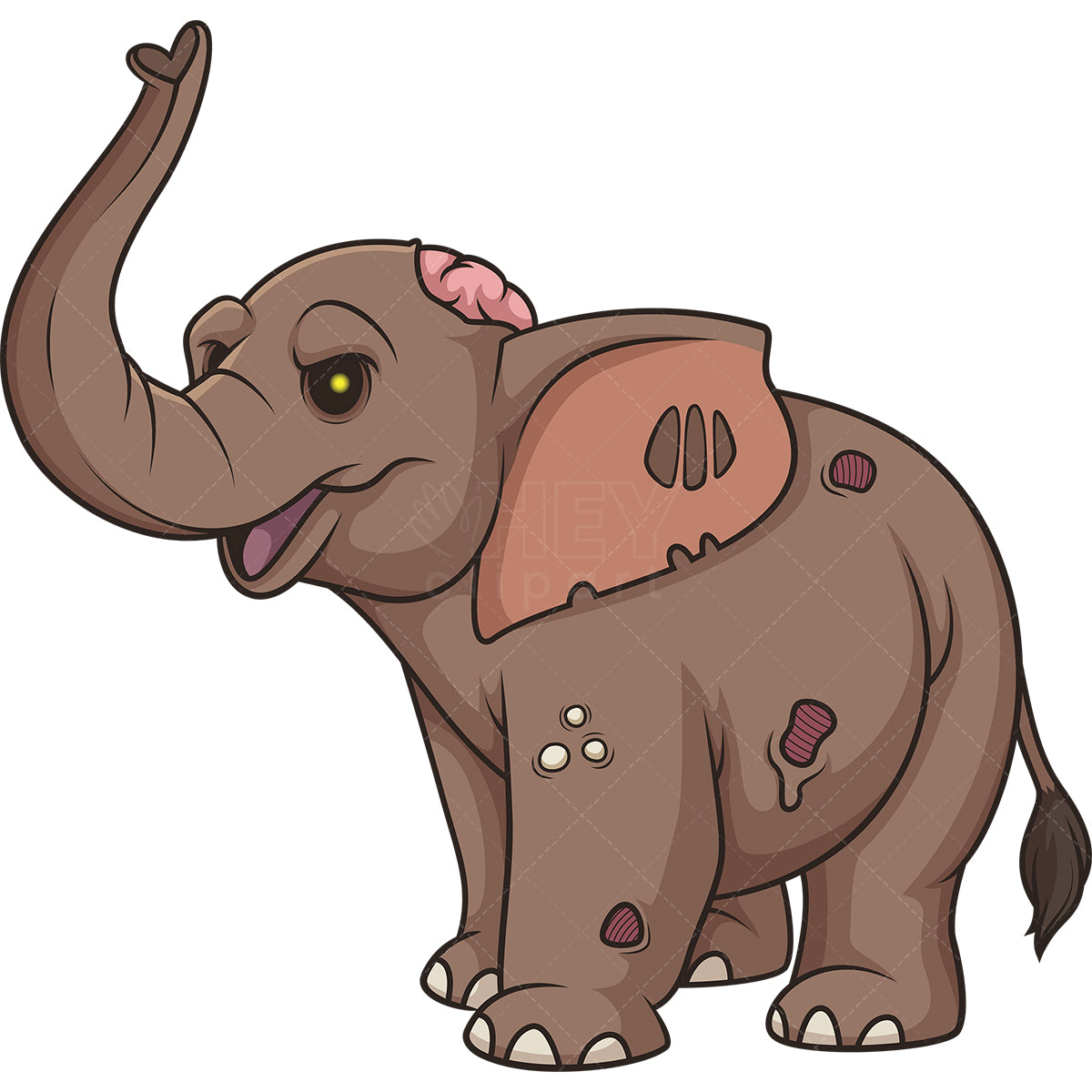 Royalty-free stock vector illustration of a creepy zombie elephant.